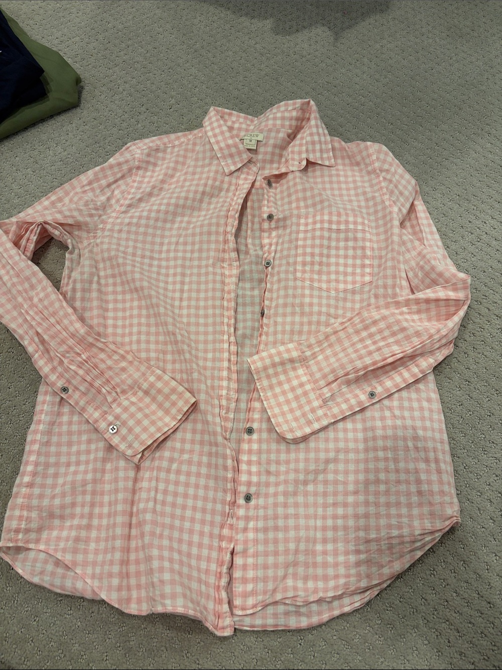 J.Crew Light Pink Gingham Women’s Button-Up Shirt